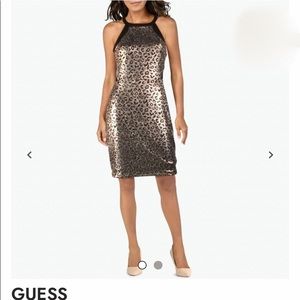 Guess metallic halter cocktail dress sz 10
